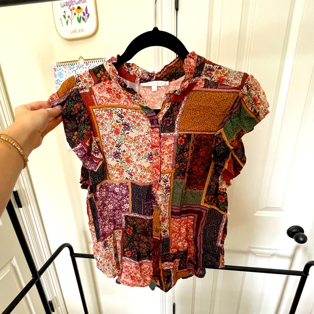 Olivaceous Button Down Ruffle Shirt